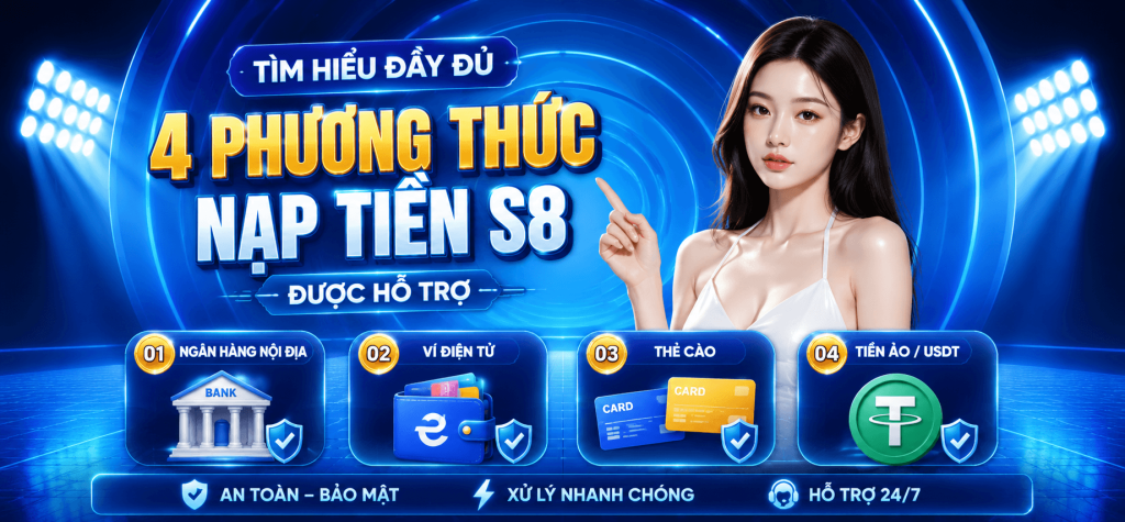 HƯỚNG DẪN NẠP TIỀN S8,TỔNG HỢP CÁC PHƯƠNG THỨC ĐƯỢC HỖ TRỢ VÀ CÁCH THỰC HIỆN